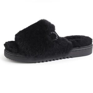Fireside By Dearfoams Cairns Genuine Shearling Slippers Black Size 9